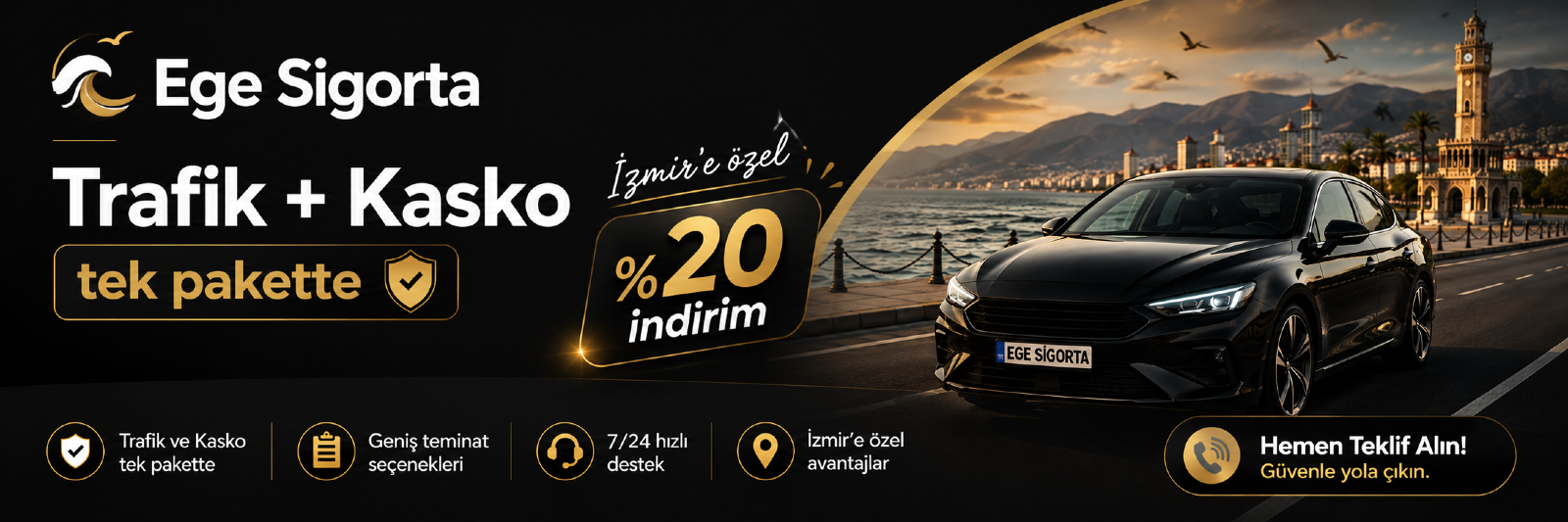 Trafik + Kasko tek pakette — İzmir’e özel %20 indirim